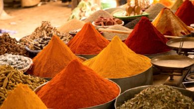 Traditional souk in Marrakech full of Moroccan culture and spices