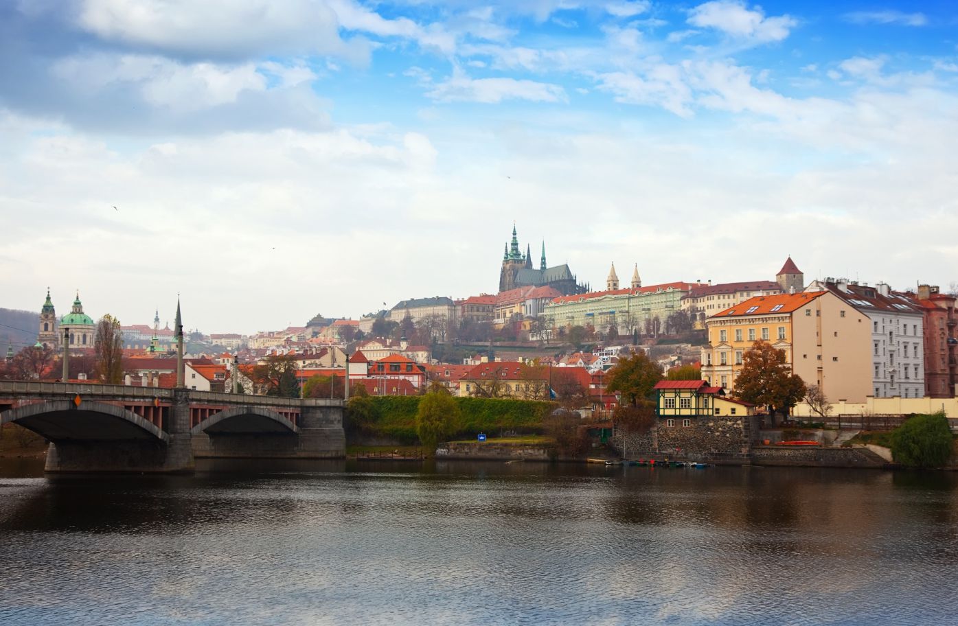 Ljubljana city view with castle and river in the heart of Slovenia