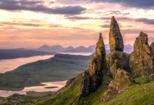 Scenic view of the Scottish Highlands with mountains and green valleys